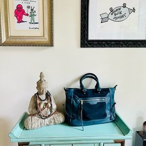 Beautiful teal faux leather big purse